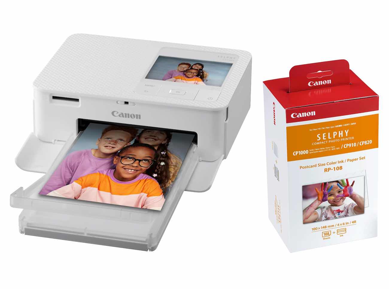 Bundle / Canon Selphy CP1500 Smart Printer / White with Additional Color Ink & 108 Extra Sheets
