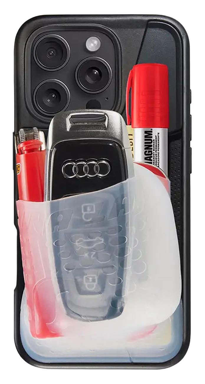 كفر Flex Pouch لايفون 16 برو من Ninja Labs / مع جيب امامي مرن / ضد الطيحات / اسود