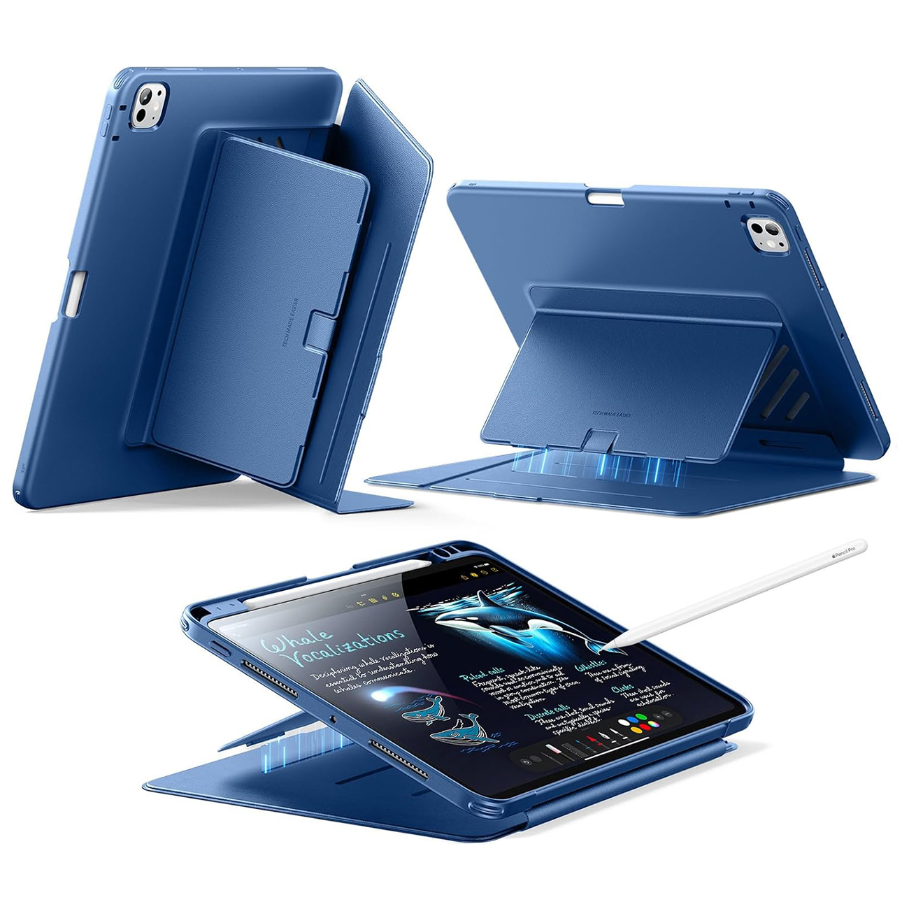 ESR Flip Magnetic Case iPad Pro 11 inch 2025 & 2024 / Built-in Stand / Drop Protection / Navy Blue