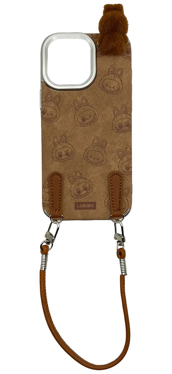 Labubu iPhone 15 Pro Case / With Wrist Strap / 3D Design / Drop & Scratch Resistant / Brown