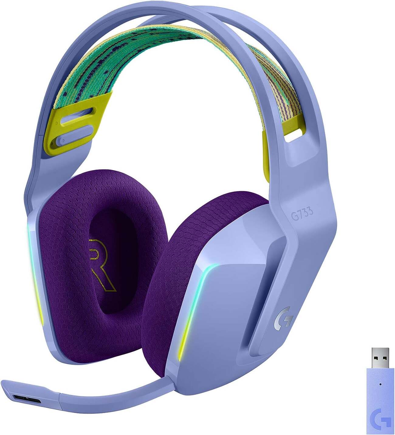 Open Box / Logitech G733 Gaming Headset / Wireless / Surround Sound / RGB Lighting / Purple 