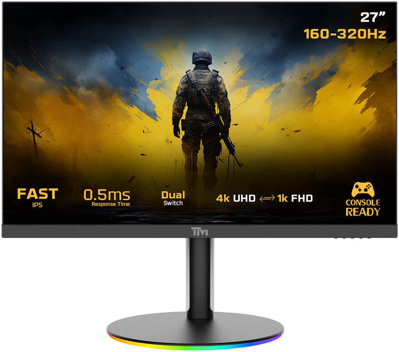 Twisted Minds Gaming Monitor / 27 inch / 4K with 160Hz / Switches to FHD with 320Hz Refresh Rate