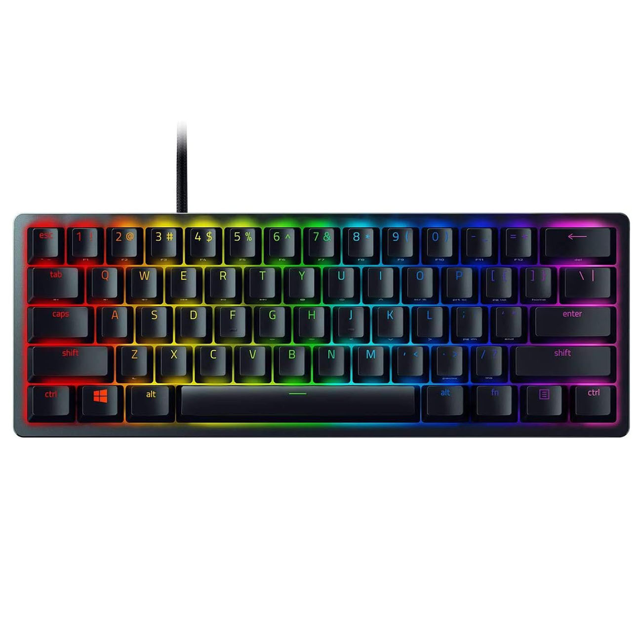 كيبورد الجيمنغ Huntsman ميني من Razer / سلكي / اضاءة RGB / مفاتيح Optical / مع ذاكرة داخلية / اسود 