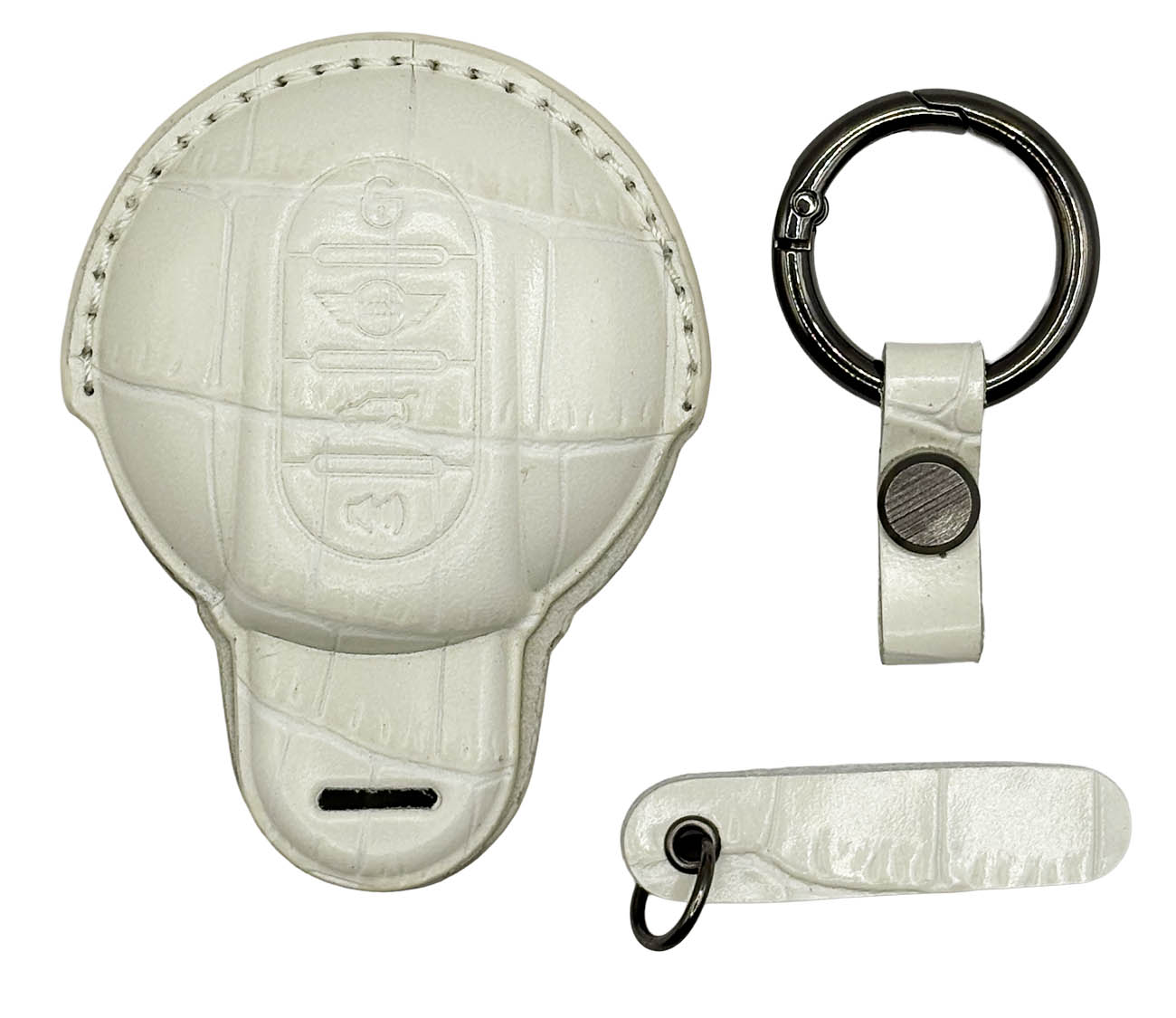Clava Mini Cooper Car Key Fob / Premium Leather / White