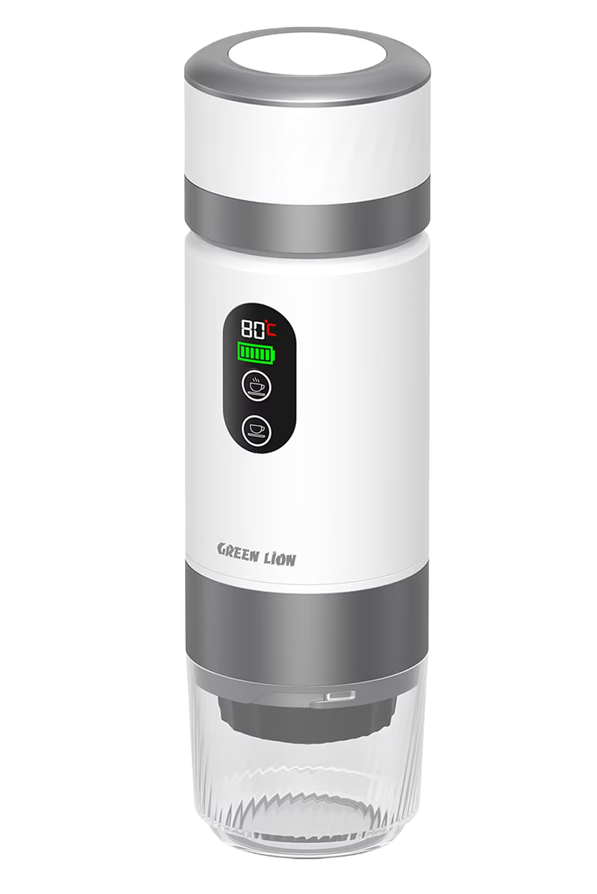 مكينة متنقلة لتحضير القهوة من جرين / قابلة لاعادة الشحن / شاشة LED / تدعم استخدام الكبسولات / ابيض