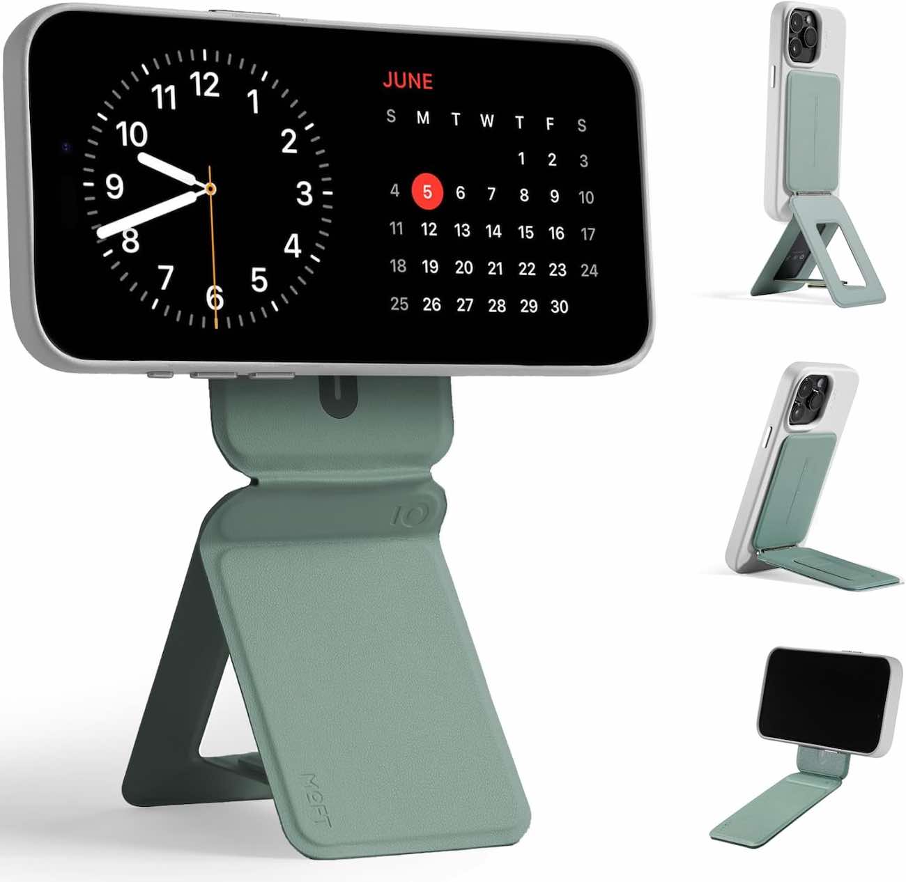 Moft Stand + Tripod for iPhone / Adjustable Angles / Foldable / Convert to Tripod / MagSafe / Green