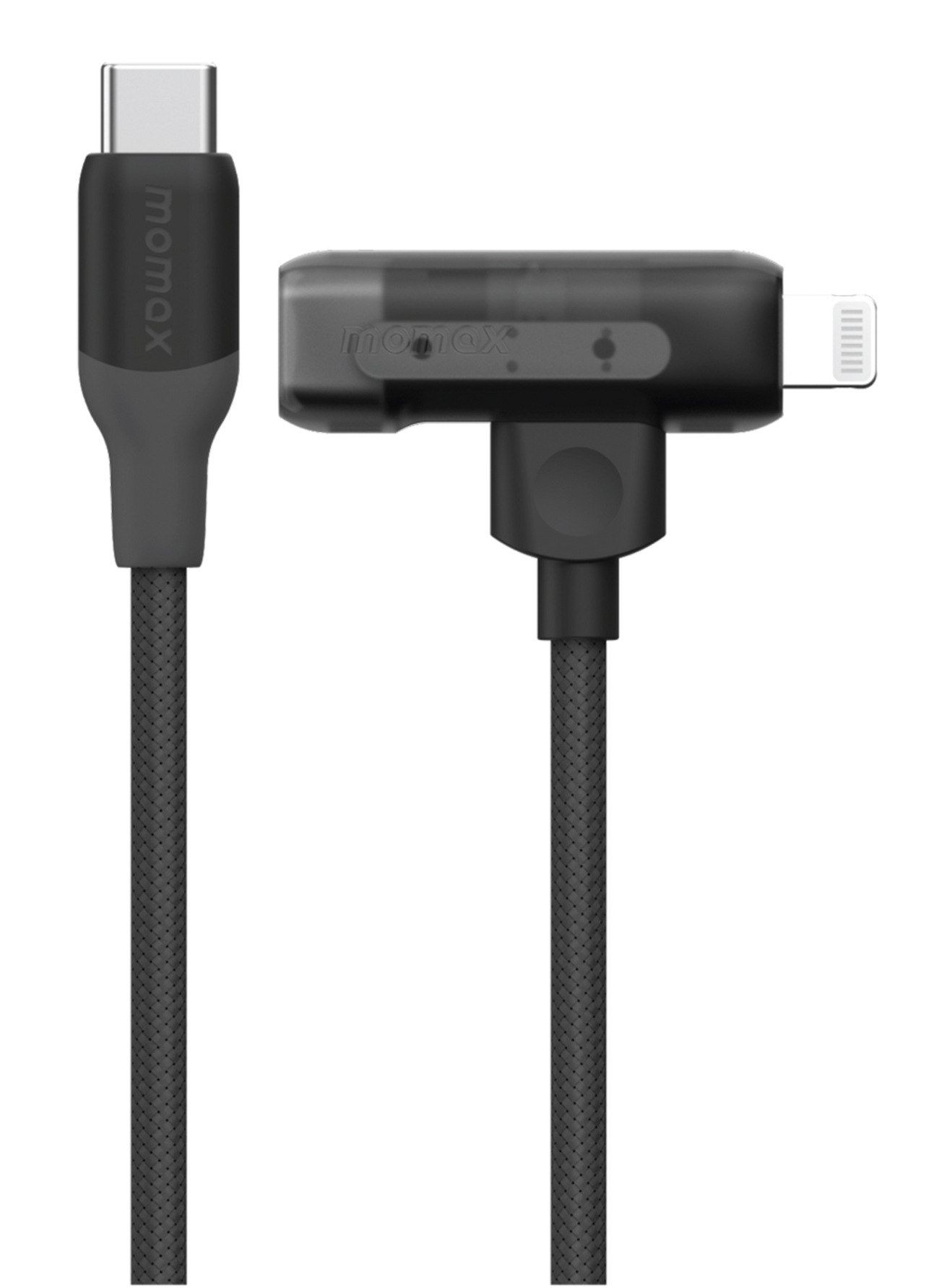 واير Momax نوع تايب سي الى تايب سي و Lightning / طول 1.5 متر / اسود