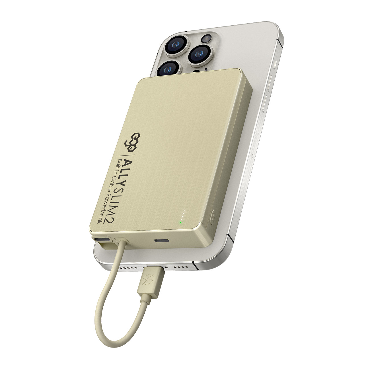 ego Allyslim2 Magnetic Power Bank / 10,000mAh / Built-in Type-C + Lightning Cable / Titanium