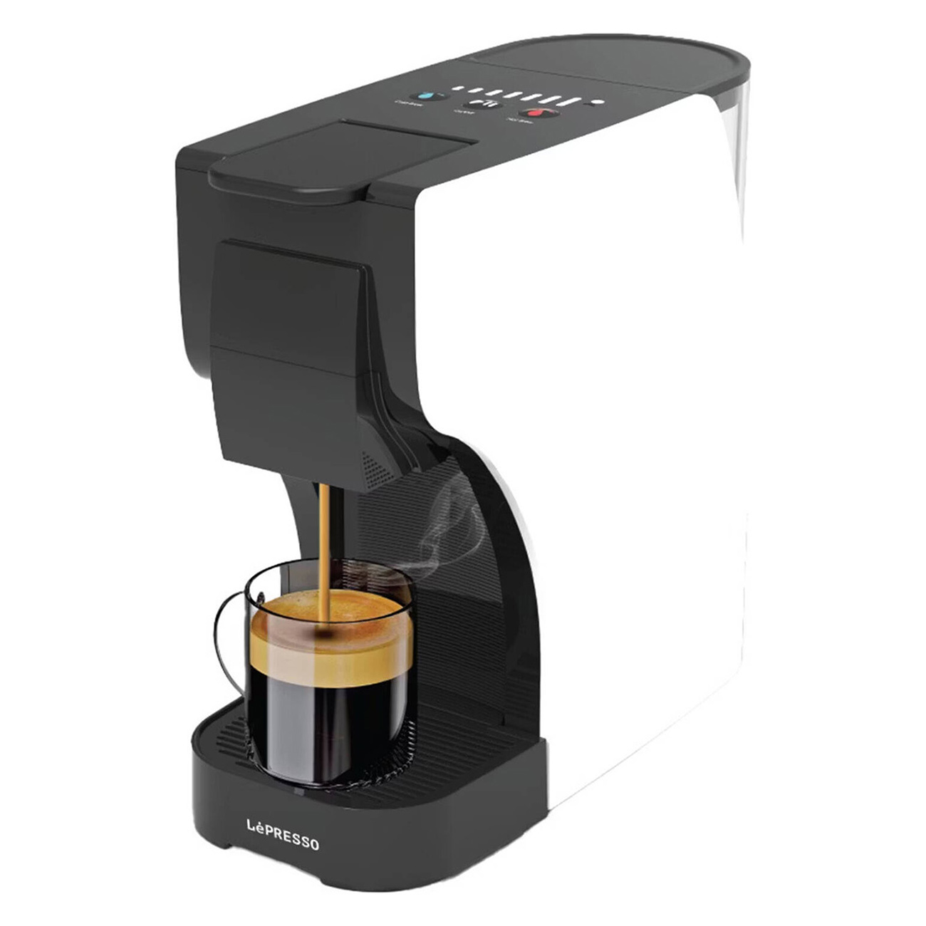 LePresso Trezza Coffee Machine / 1 L Capacity / Works with Capsules & Ground Coffee / White