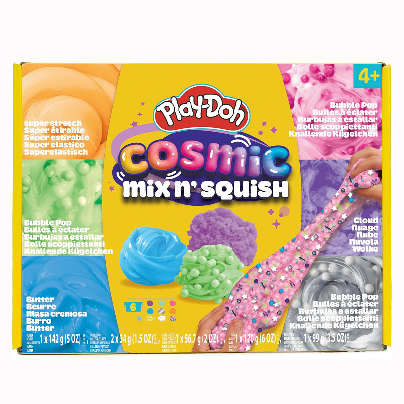 لعبة PlayDoh Cosmic Mix & Squish / حزمة من 6 قطع