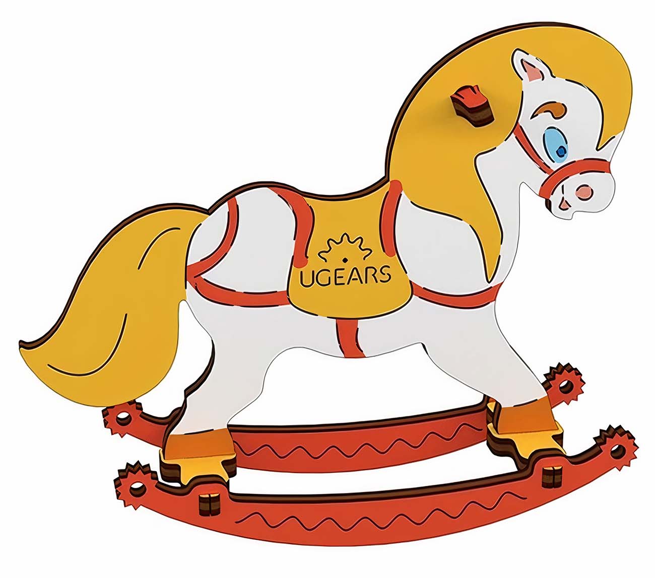 Ugears Coloring Model for Kids / Wooden Pieces / Beautiful 3D Design / Rocking Horse