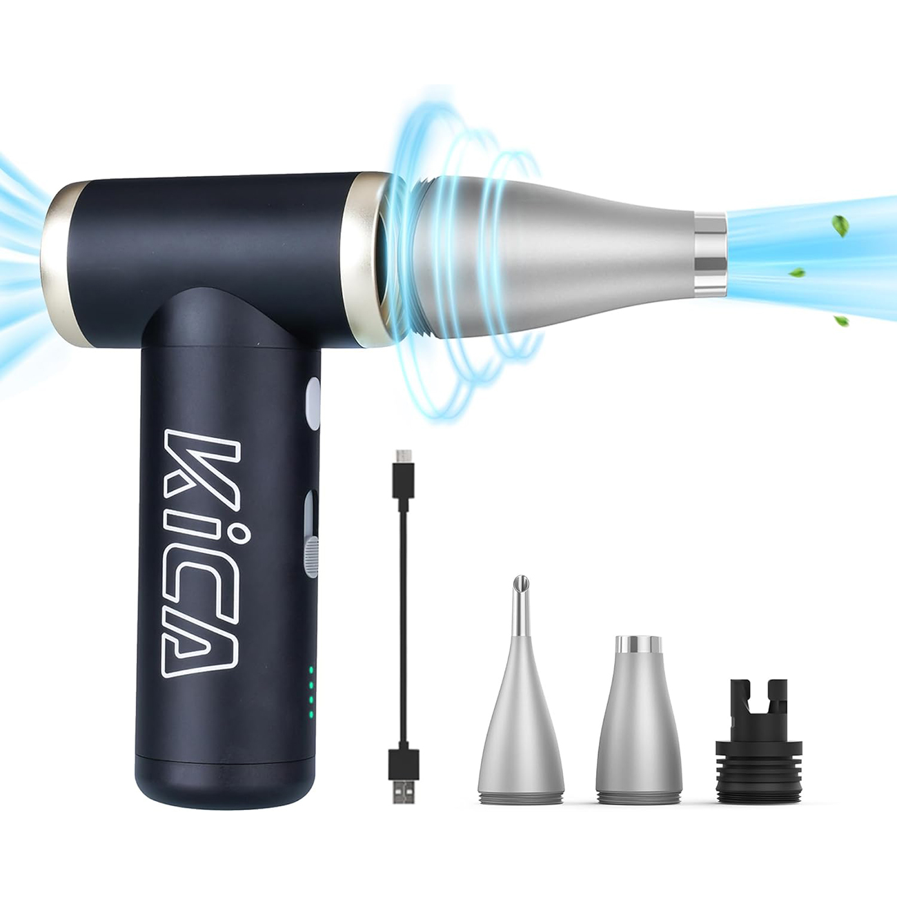 KiCA Jet Fan 2S Electric Air Duster / 117,000 RPM / Battery Powered / With Included Nozzles / Black