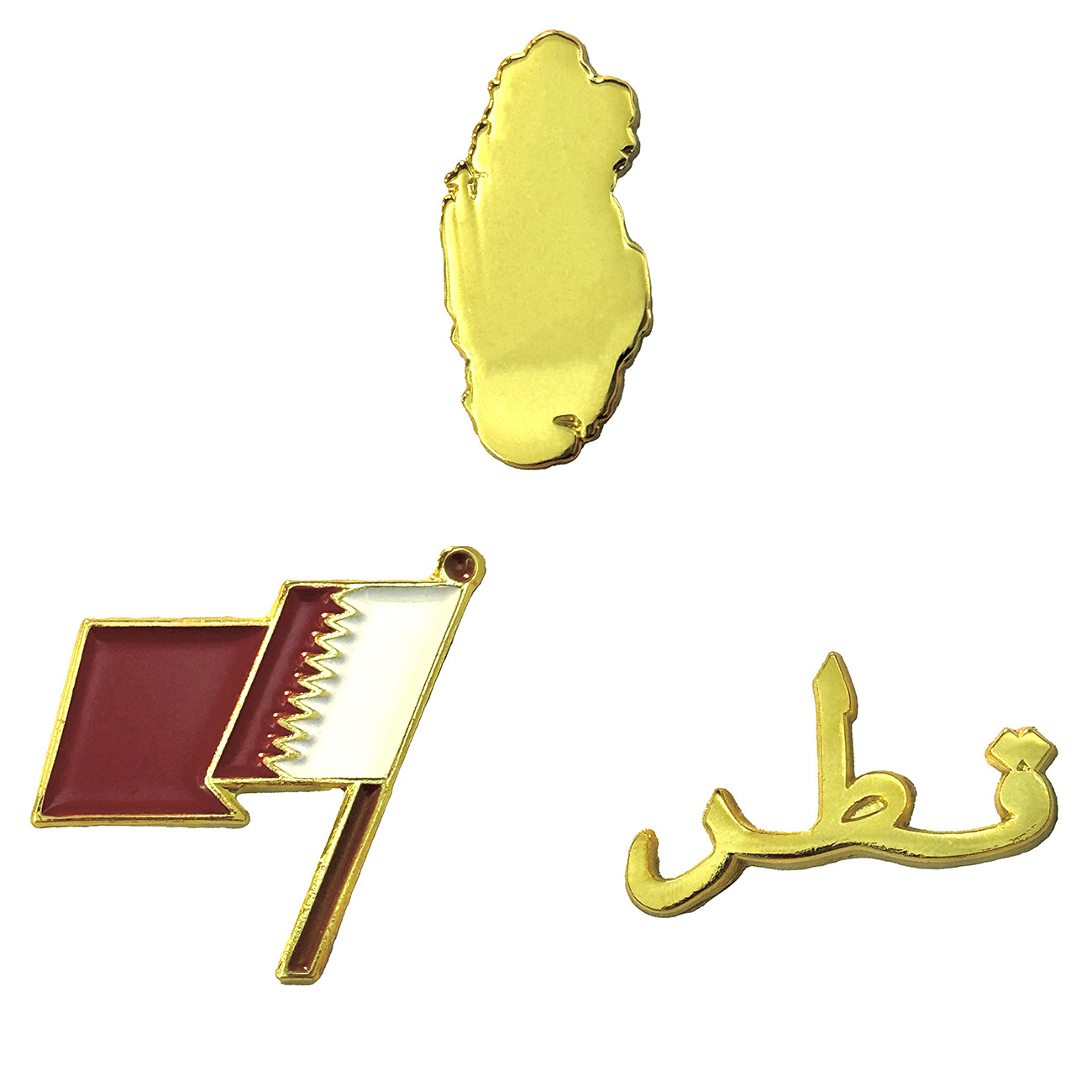 Stickers Pack / Metal Design / Qatar's Flag + Map + Name in Arabic