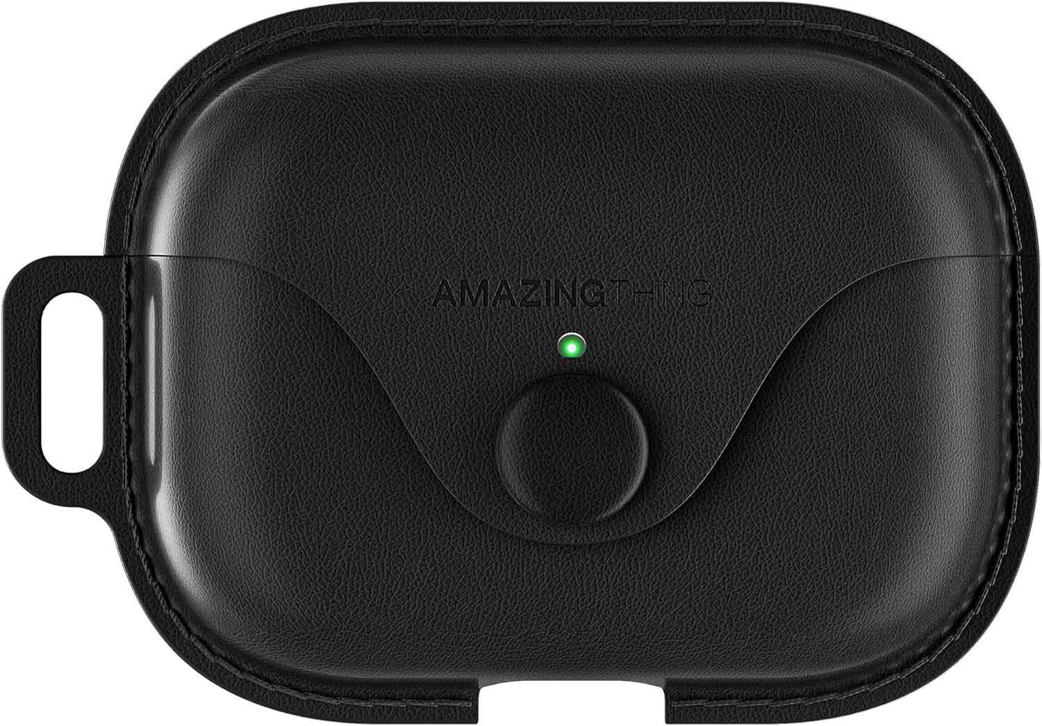 كفر AmazingThing Marsix Pro لسماعة ابل AirPods برو 2 / مع زر قفل أمامي / جلد اسود