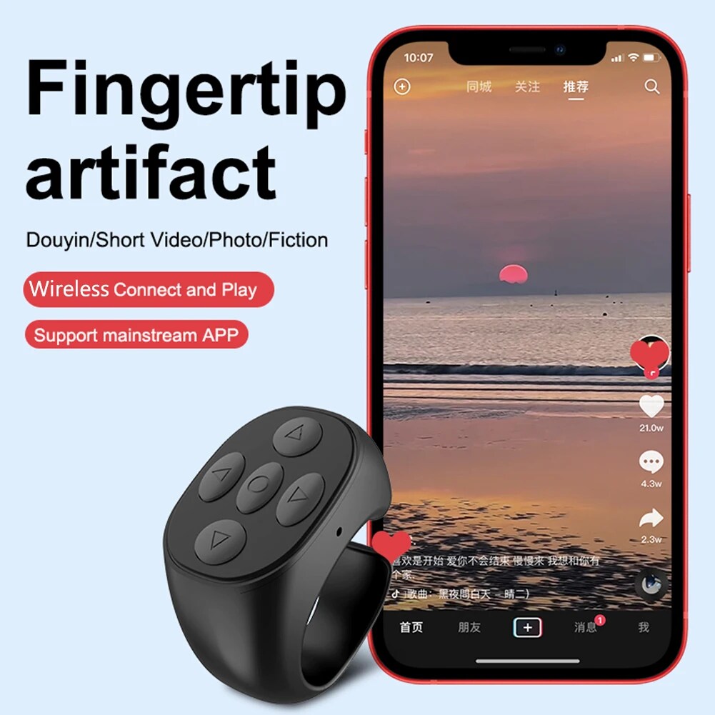 Finger Remote Controller / Ring Shaped / Wireless Bluetooth / Battery ...