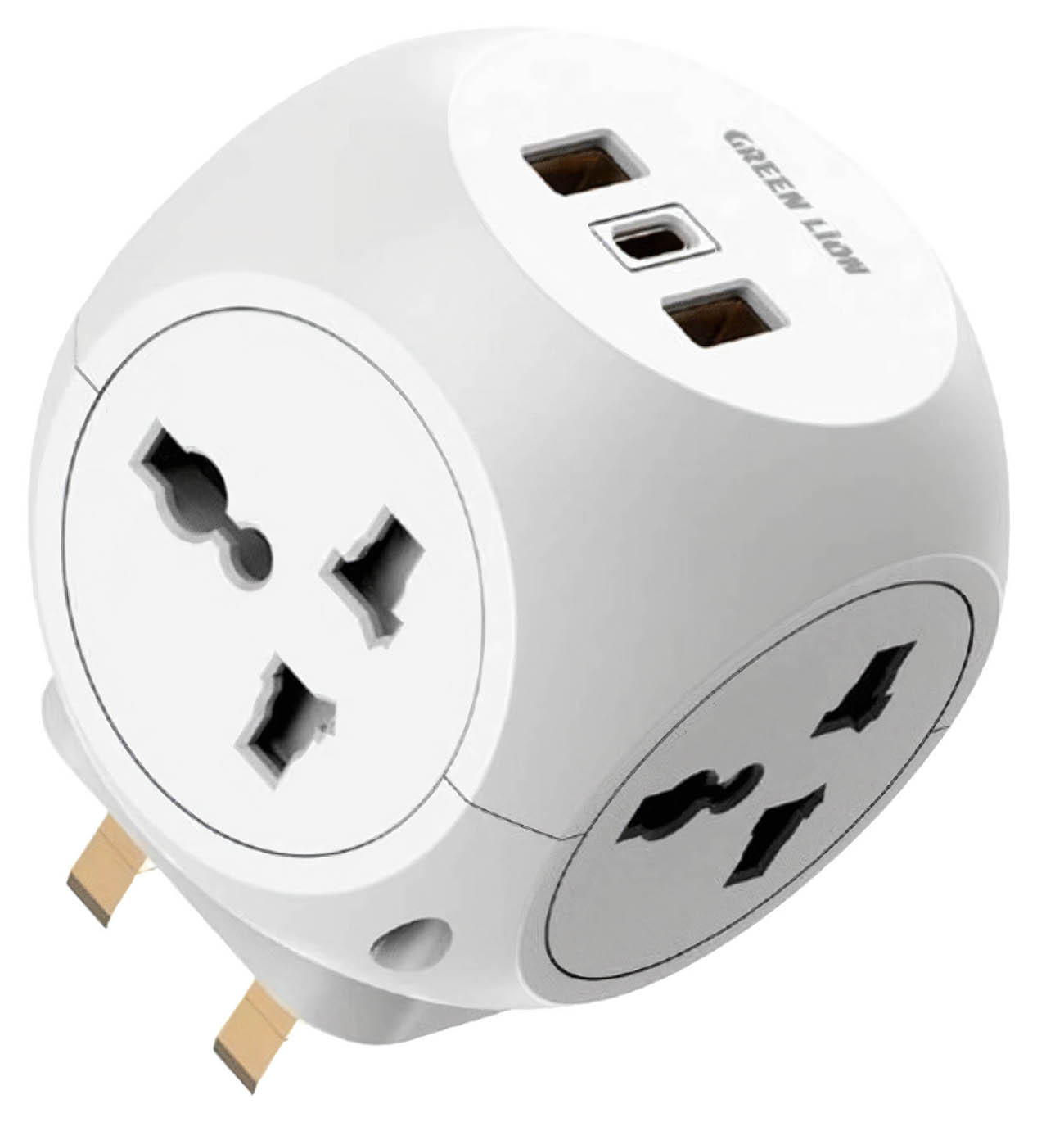 Green Travel Adapter / 4 AC Outlets + 2 USB + 1 Type-C Ports / 3250W ...