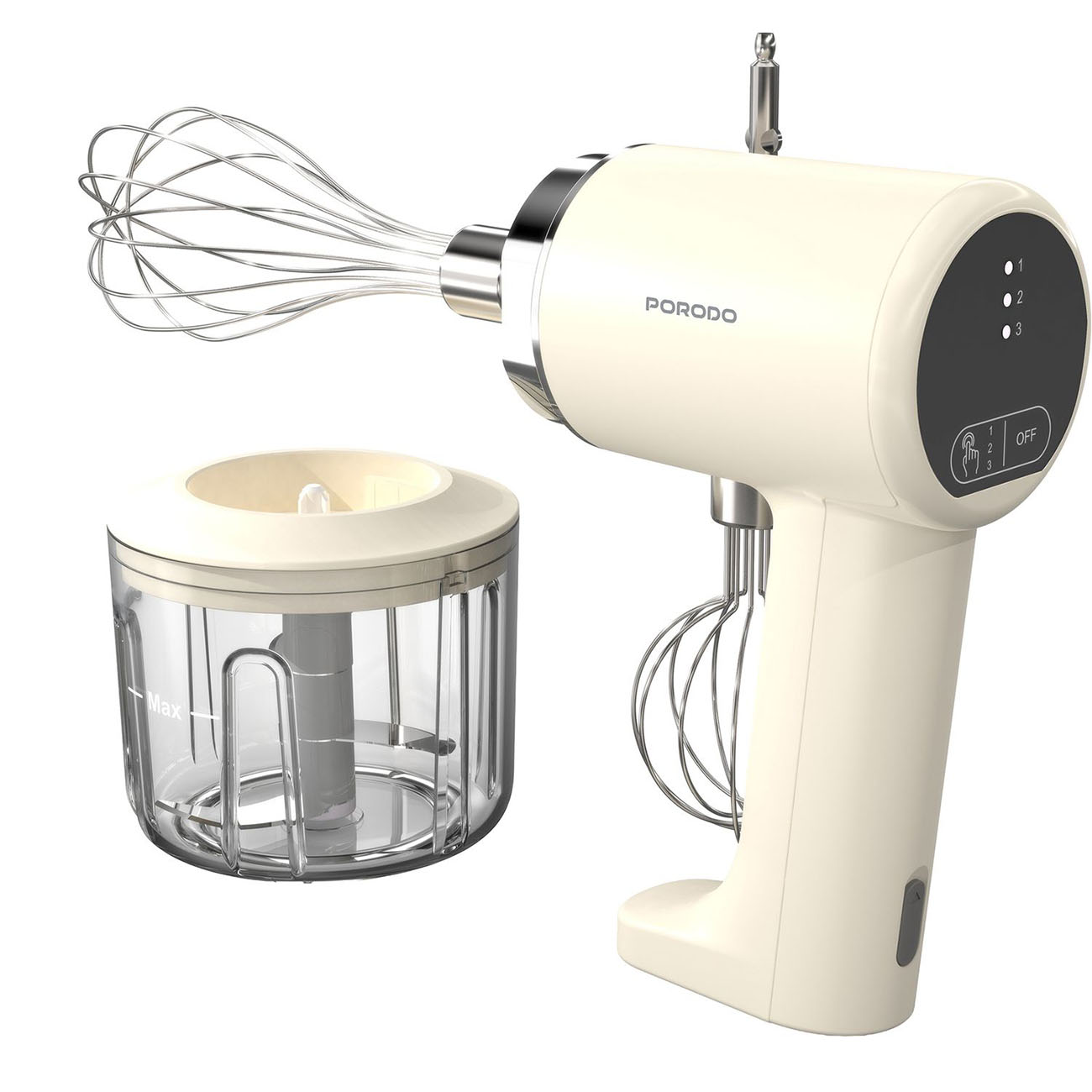 Porodo Multi-Function Hand Blender / Battery Operated / 300ml / 3 Speed Levels / LED Display