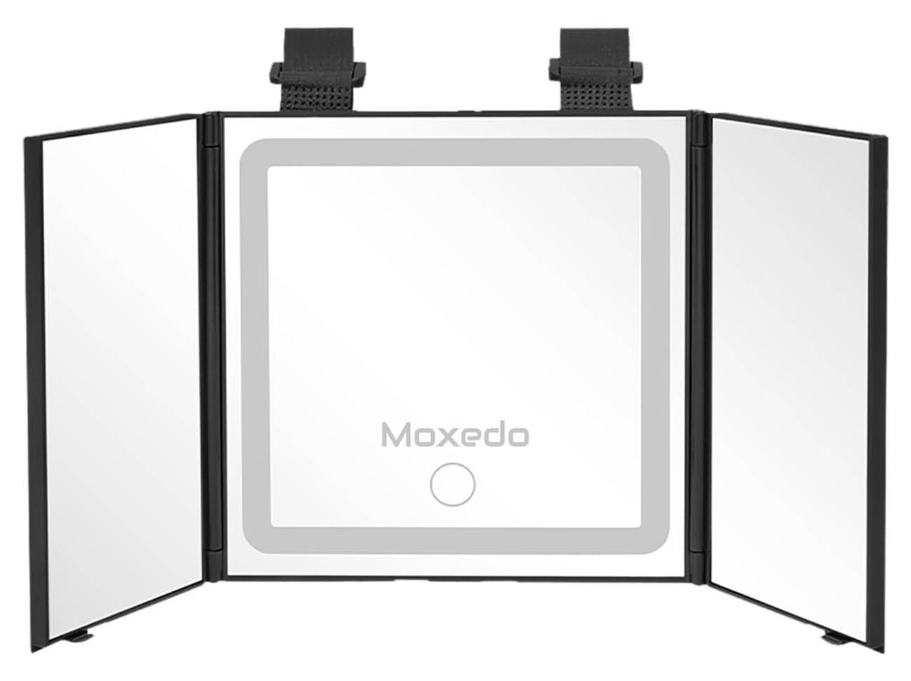 Moxedo LED Car Makeup Mirror / With Mounting Strap / 3 Light Levels / Foldable / Battery Operated