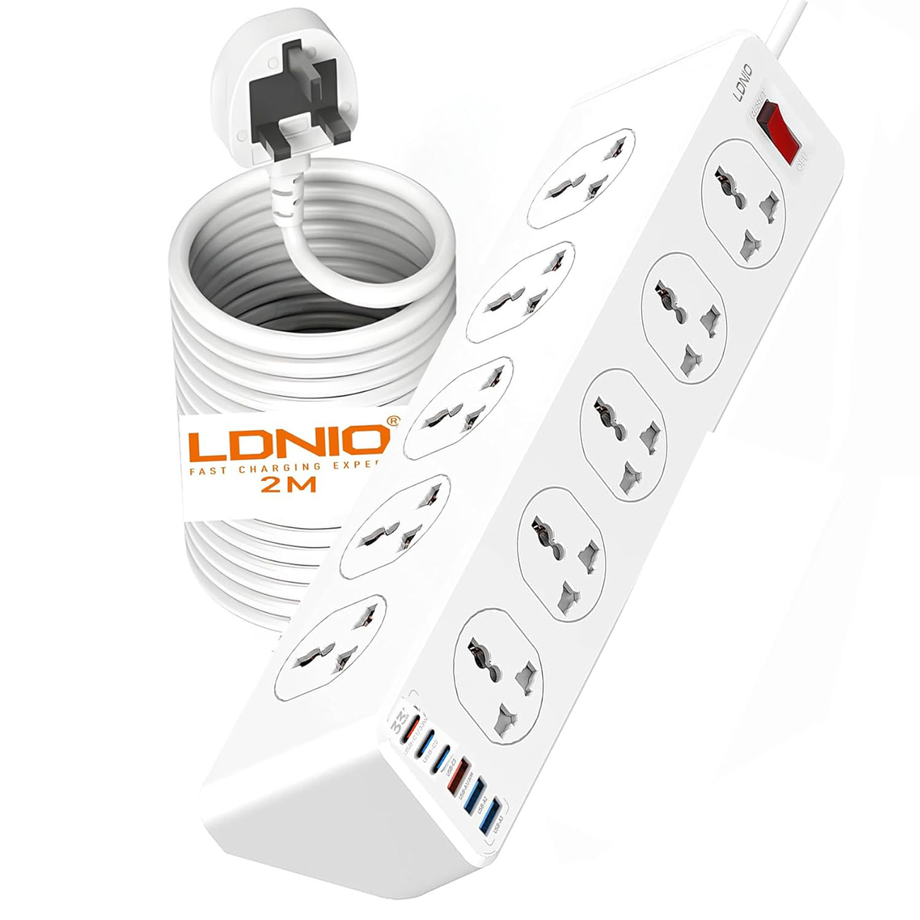 LDNIO Power Strip / 2500W Power / 10 Universal Outlets + 3 Type-C Ports + 3 USB Ports