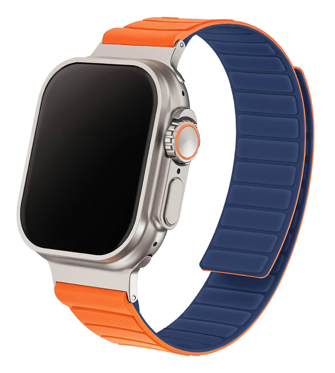 سير Remson المغناطيسي لساعة ابل / حجم 42 و 44 و 45 و 49 / مقاوم للماء / ازرق و برتقالي