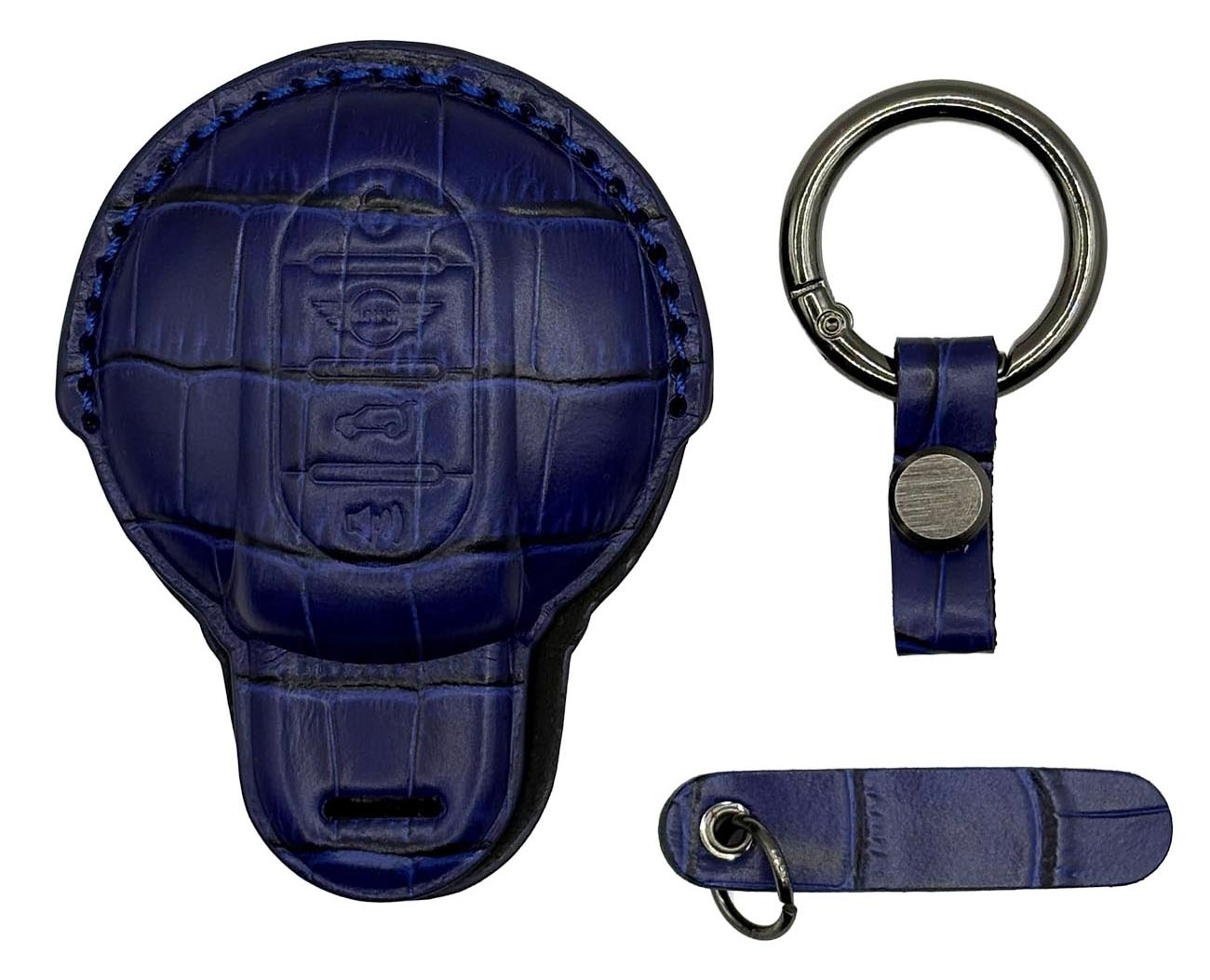 Clava Mini Cooper Car Key Fob / Premium Leather / Navy Blue