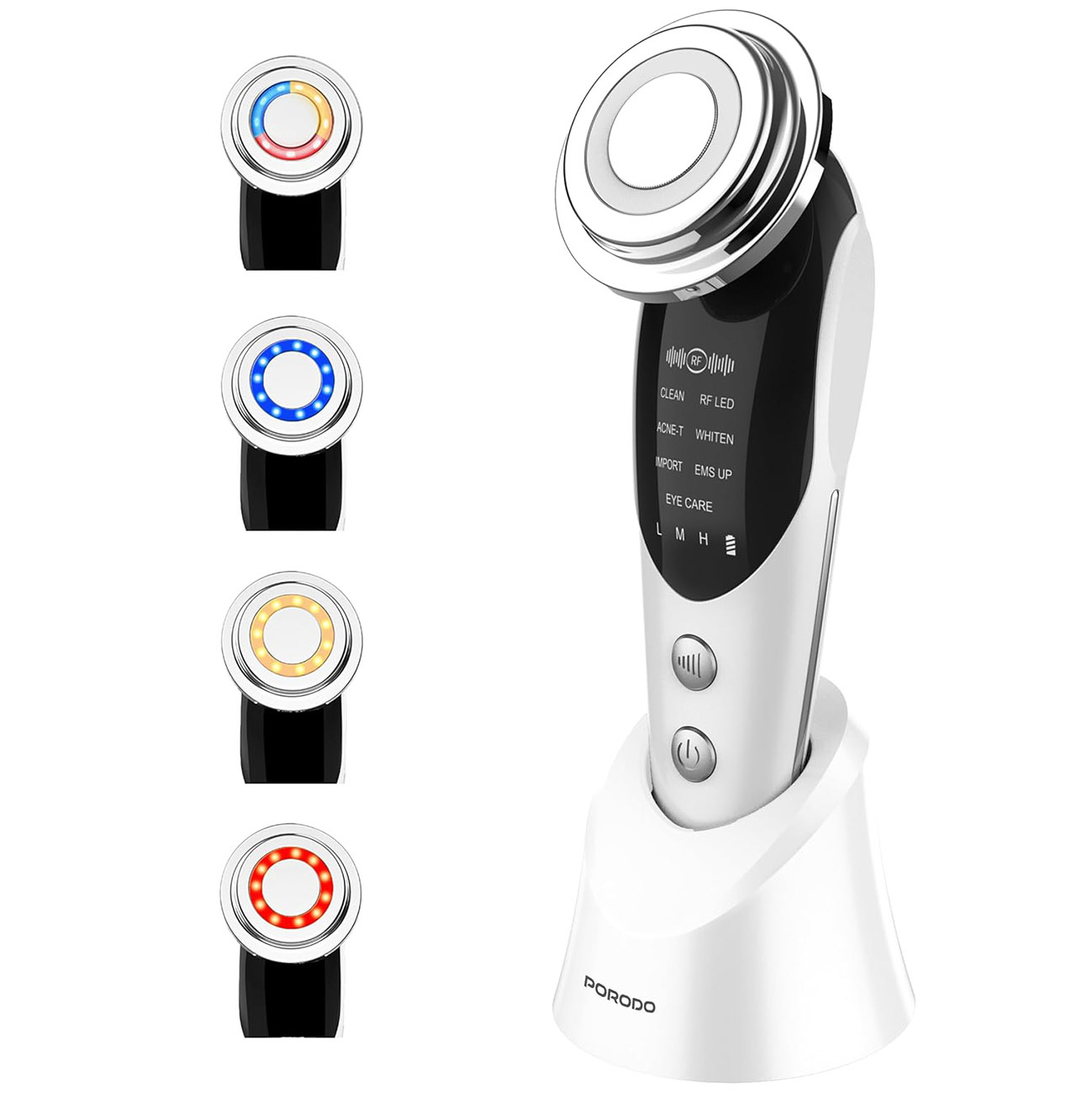 جهاز مساج و شد الوجه من بورودو / تصميم 7 في 1 / يعمل بالبطارية / 3 مستويات للسرعة / علاج بالضوء 