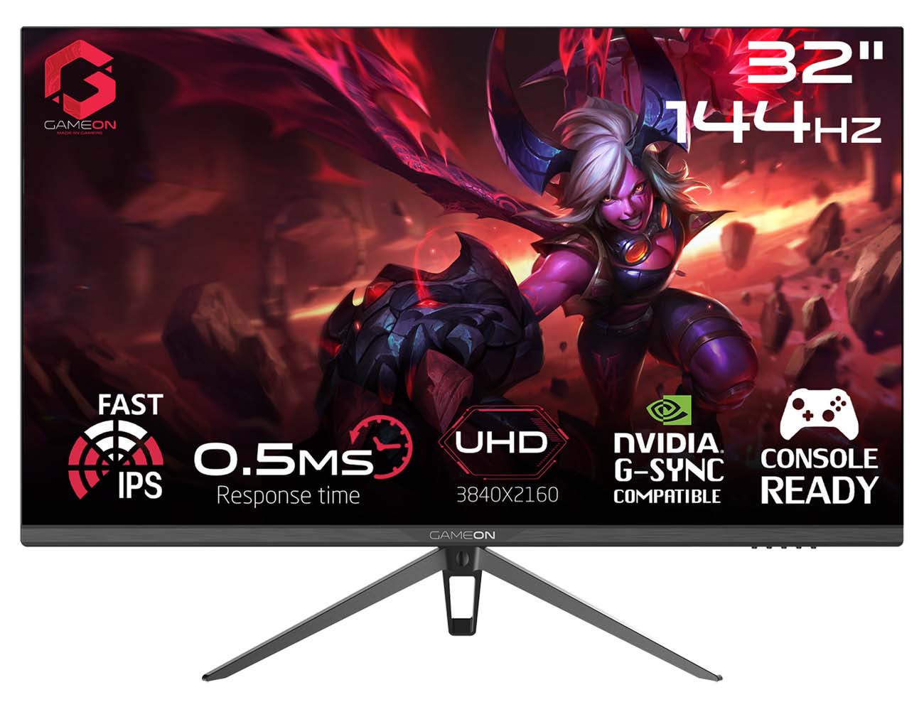 GAMEON GOP32UHD144IPS Gaming Monitor / 32 inch / 4K UHD / 144Hz Refresh Rate