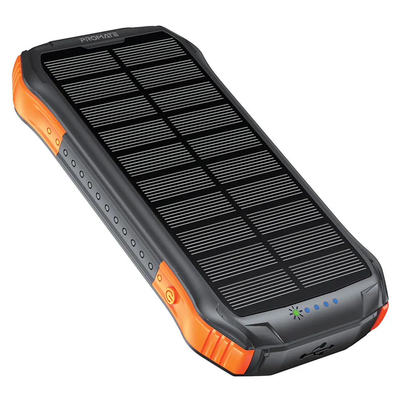 بطارية Promate Rugged EcoLight / سعة 10 الف mAh / مدخلين USB-A + مدخل USB-C / شحن لاسلكي / اضاءة LED