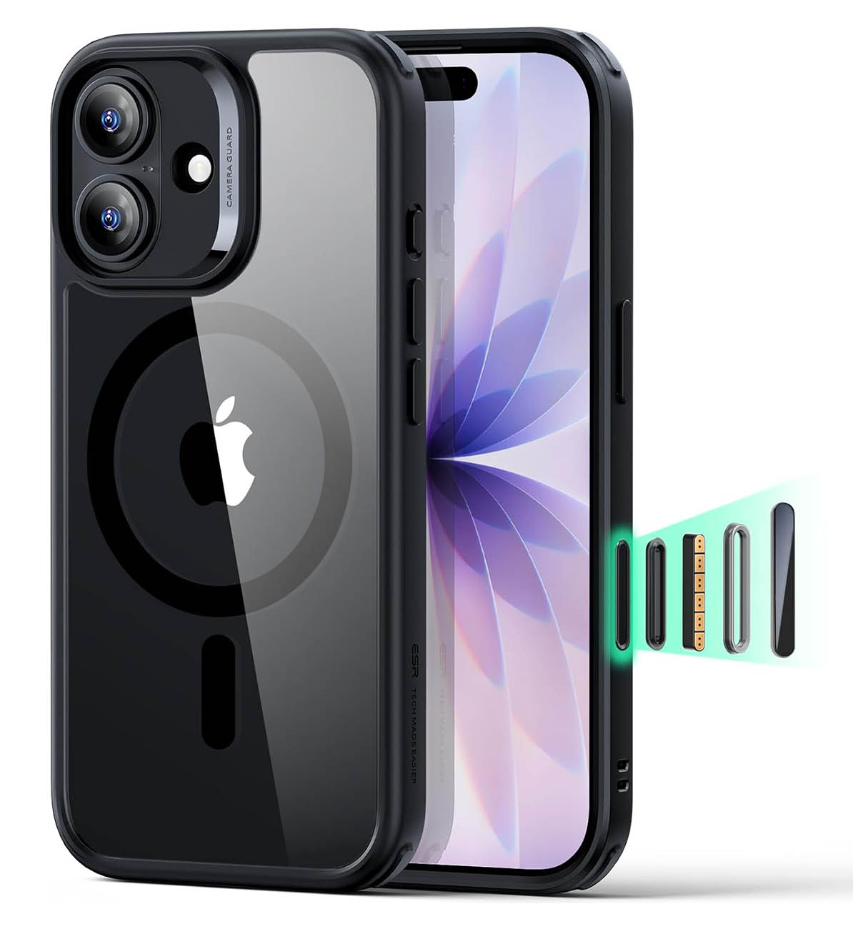 ESR Classic Hybrid Case for iPhone 17 / Drop-Resistant / MagSafe Compatible / Clear Black