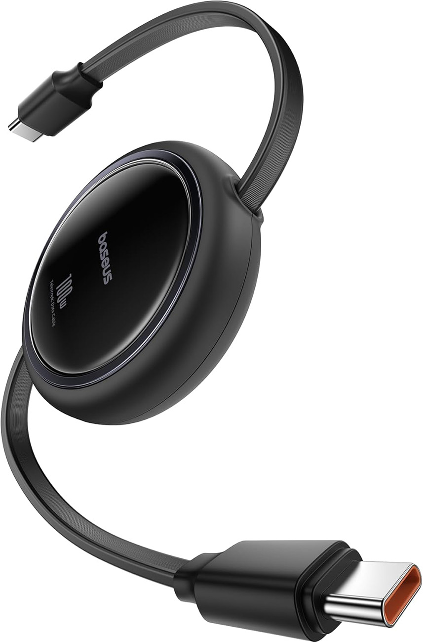 واير تايب سي من بيسوس / قابل للسحب / قوة 100 واط / طول 1 متر / اسود