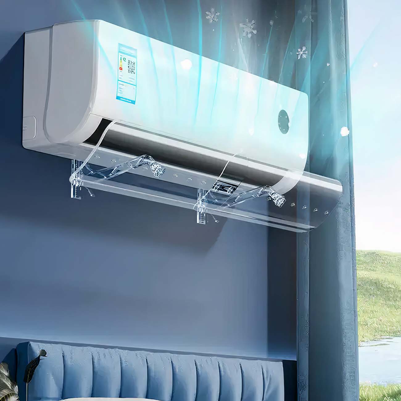 Air Conditioner Wind Flow Deflector / Clear / Adjustable Size From 56 to 102 cm