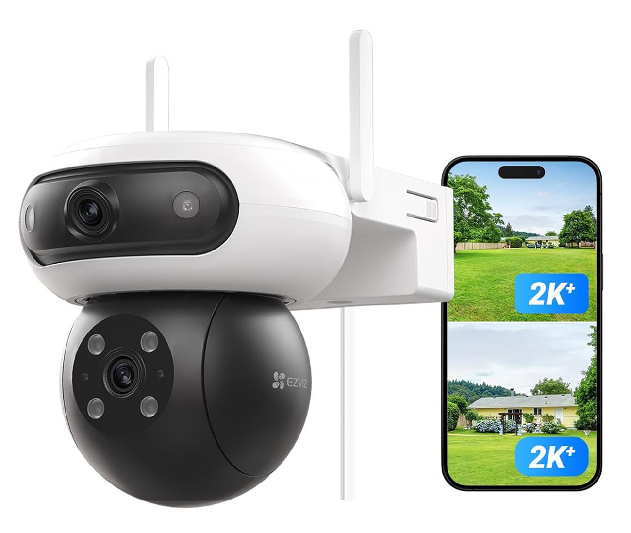 EZVIZ C90 Smart Security Camera / Dual 2K Lenses / Live Streaming & Phone Alerts / Waterproof