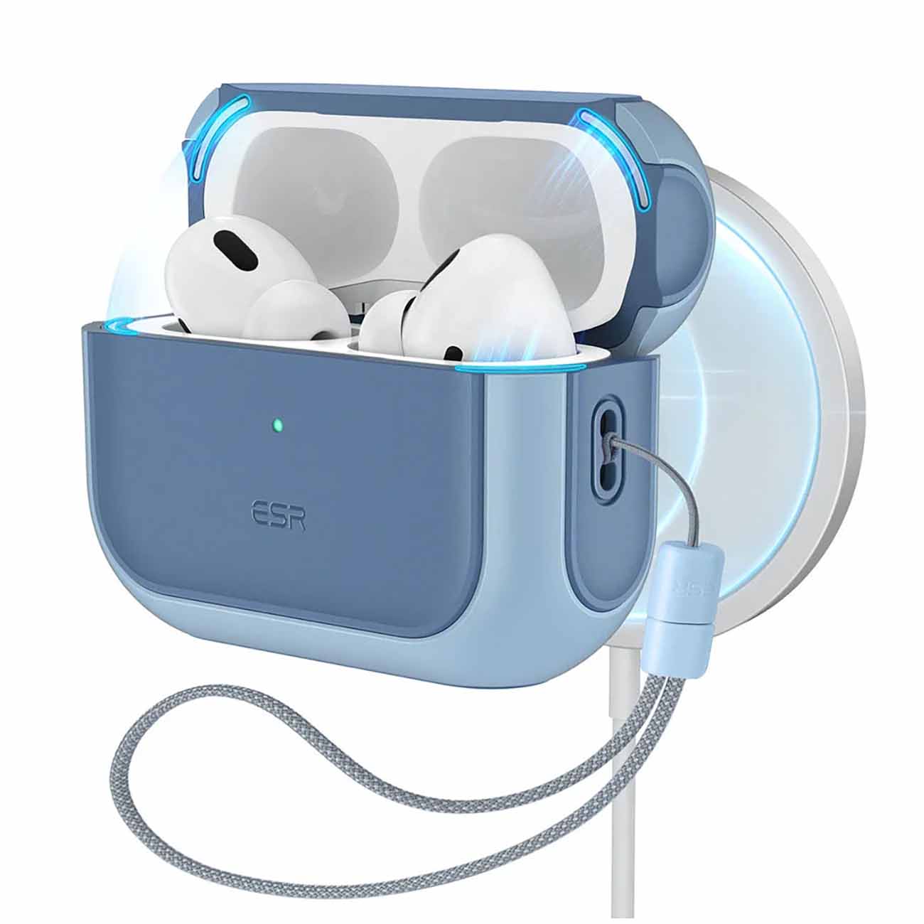 كفر ESR المغناطيسي لسماعة ابل AirPods برو 3 / يحمي من الطيحات / يدعم MagSafe / لون Powder Blue