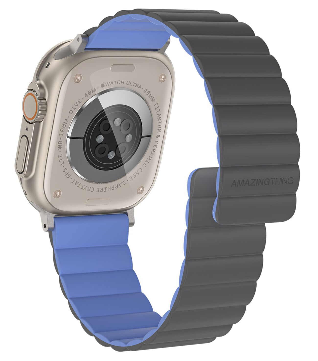 AmazingThing Smoothie Mag Band for Apple Watch / Compatible with all Watch Models and Sizes / Magnetic / Gray and Blue