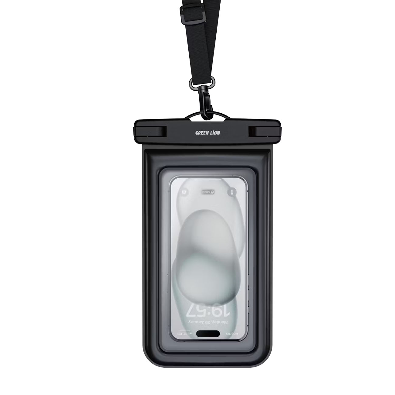 Green Waterproof Phone Pouch / With Neck Strap