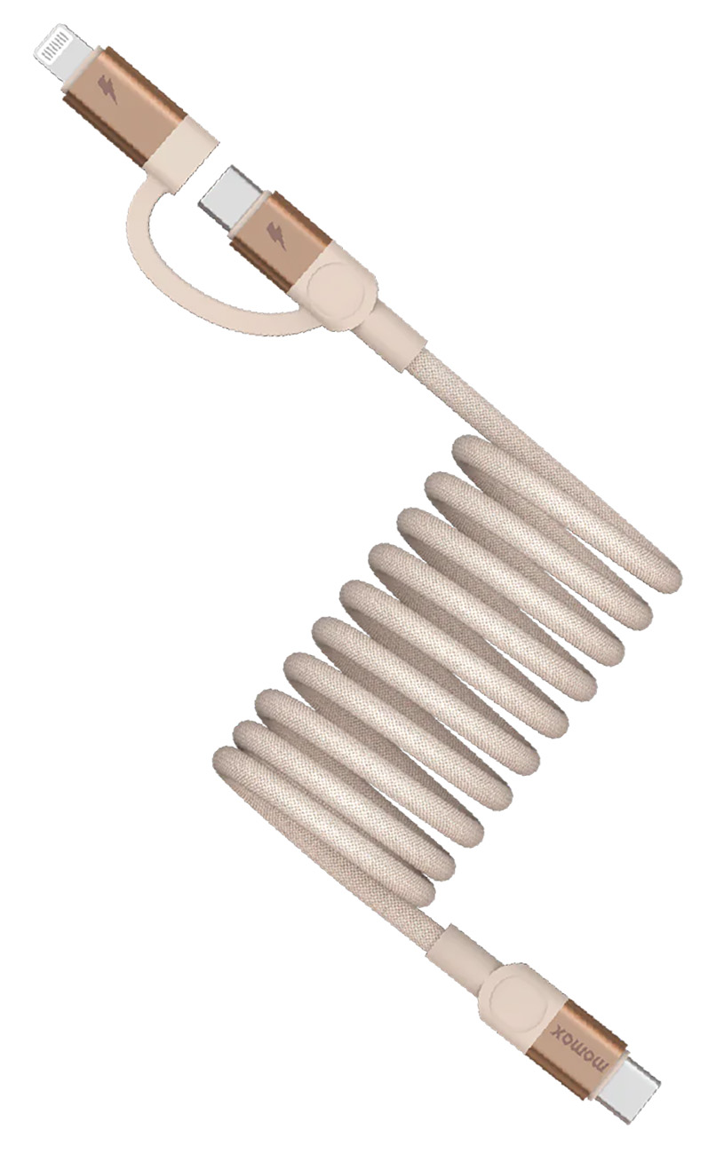 واير Momax Mag.Link / نوع تايب سي الى تايب سي و Lightning / قوة 60 واط / طول 2 متر / Sandstone