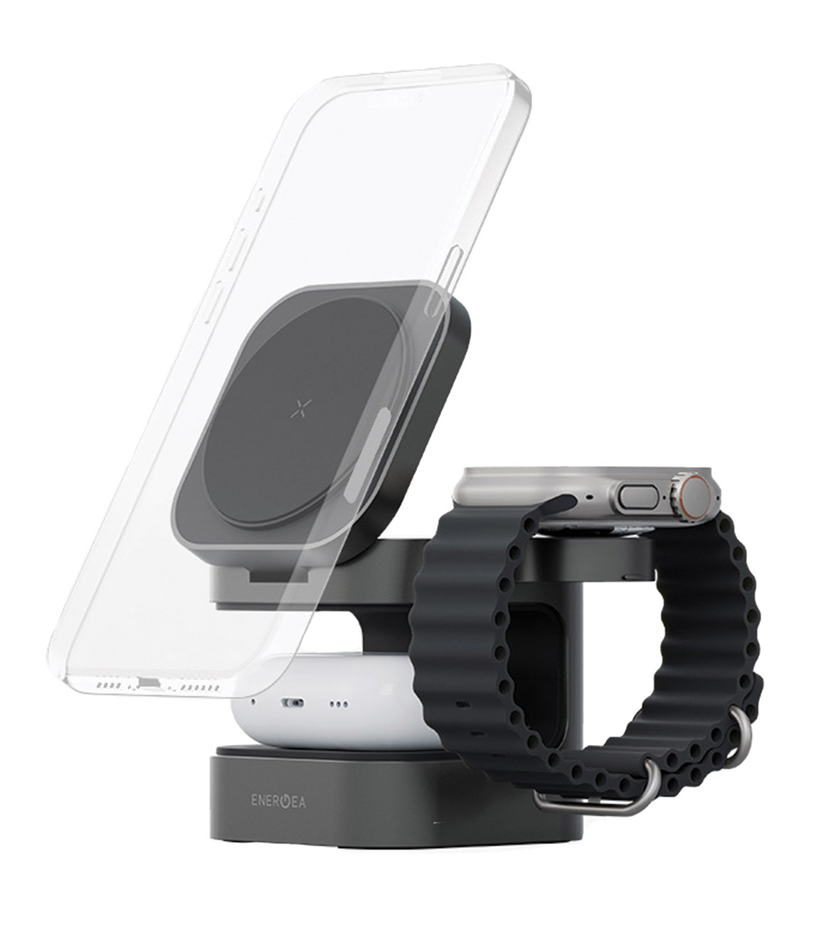 ستاند و شاحن MagCube من Energea / يشحن الجوال + الساعة + الايربودز / يدعم MagSafe