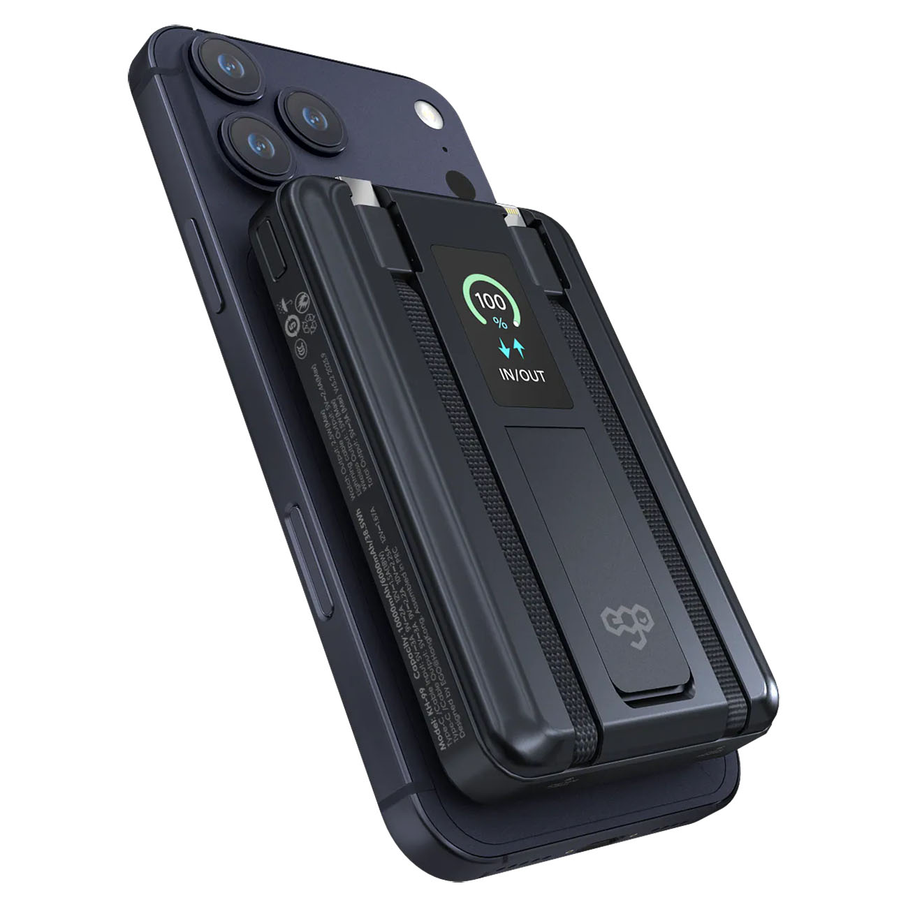 بطارية ego AllyDelivery / سعة 10000mAh / واير تايب سي + Lighting مدمج / ستاند + شحن لاسلكي / اسود 