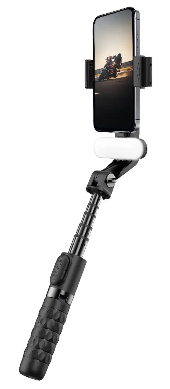 جهاز Gimbal لتثبيت الجوال من بورودو / عصا لزيادة الطول / مع ليت مدمج + ريموت تحكم لاسلكي