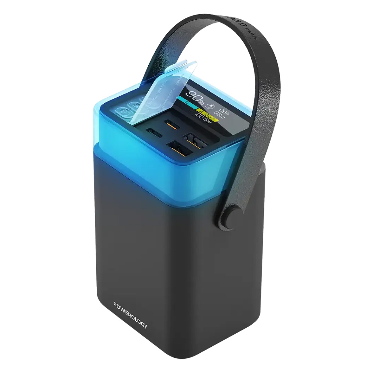 Powerology Halo Beam Power Bank / 40,000 mAh / 2 Type-C Ports + 2 USB-A Ports / 65W Power