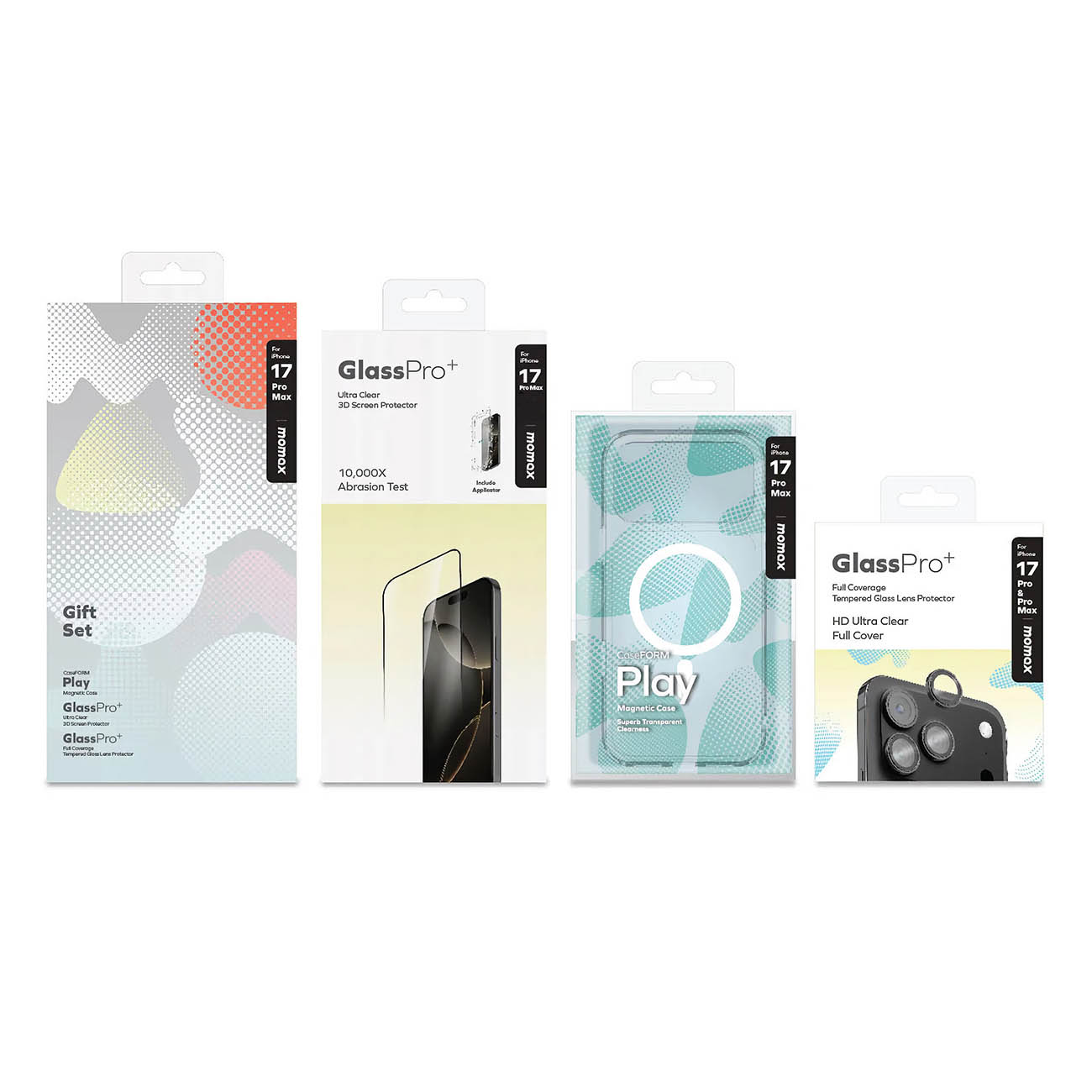 Momax Protection Bundle for iPhone 17 Pro Max / Clear Case + Screen Protector + Lens Protector