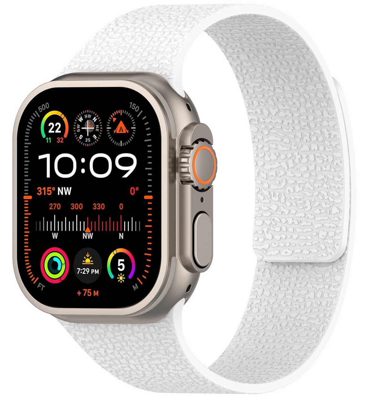 سير 974Bands لساعة ابل / مغناطيسي / حجم 42 و 44 و 45 و 49 / سليكون ناعم / ابيض