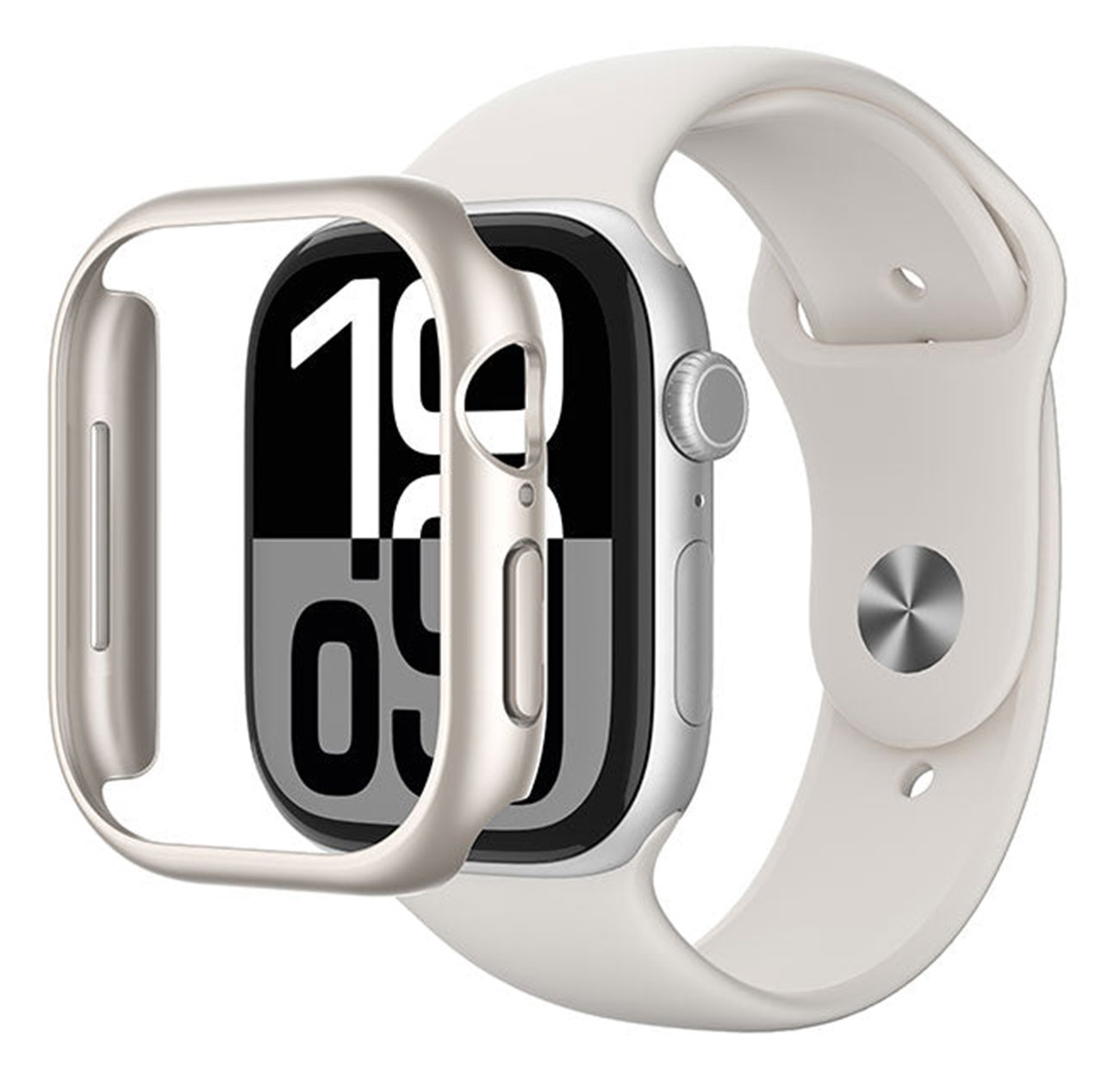 كفر AmazingThing Frame Lite لساعة ابل 10 / حجم 46 / يحمي من الطيحات و الخدوش / فضي