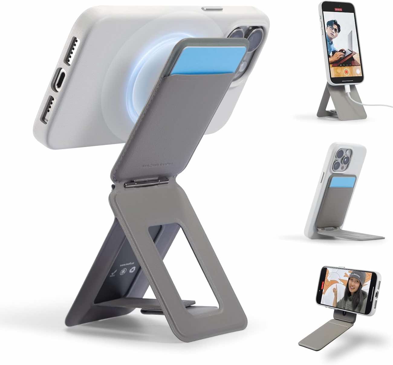 MOFT iPhone Stand & Tripod / Built-in Wallet / Folds & Converts to Tripod / MagSafe / Taupe