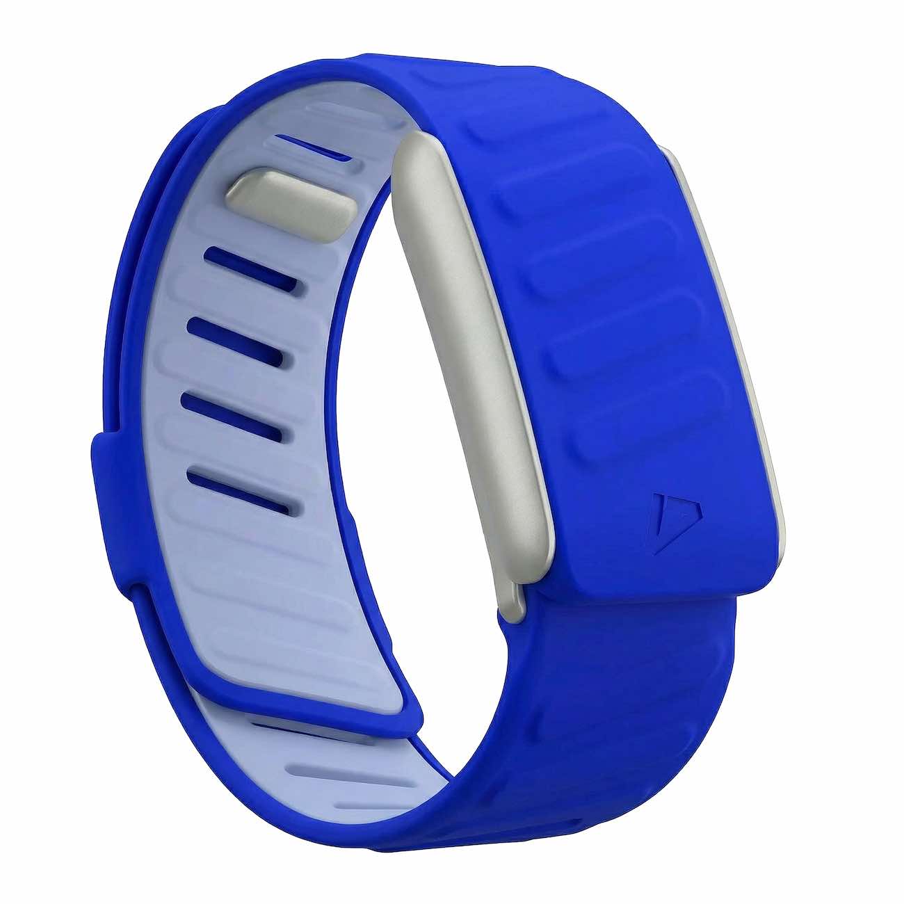 سير Dash يدعم Whoop 5 / سليكون ناعم / ازرق مع اطار فضي مطفي