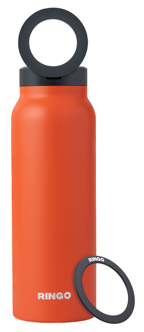 Ringo Bottle with Phone Stand / 709ml Capacity / Keeps Hot & Cold Drinks / Orange