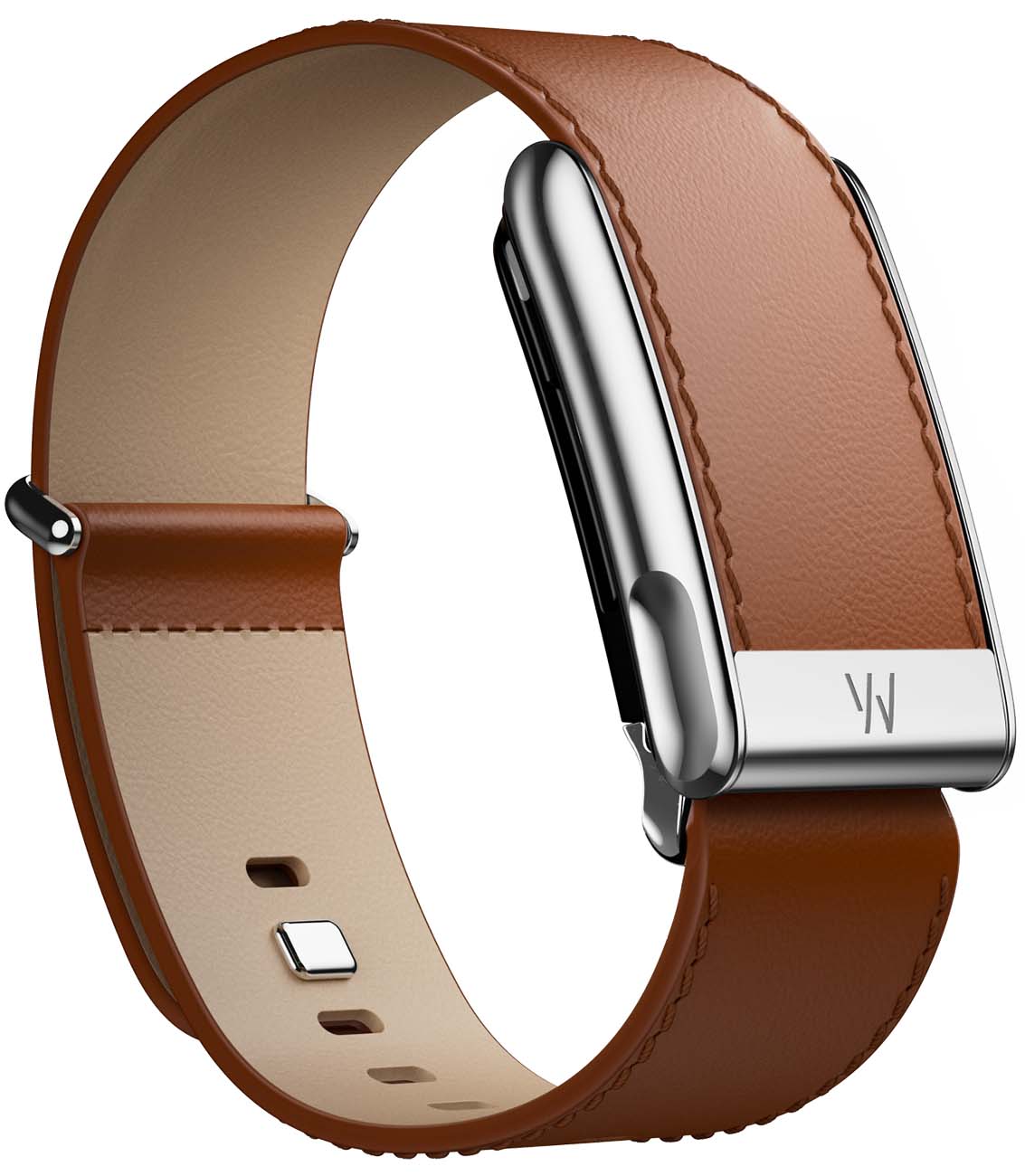 سير LeatherLuxe Straight Band يدعم Whoop 5 MG / حجم كبير / بني مع اطار تيتانيوم