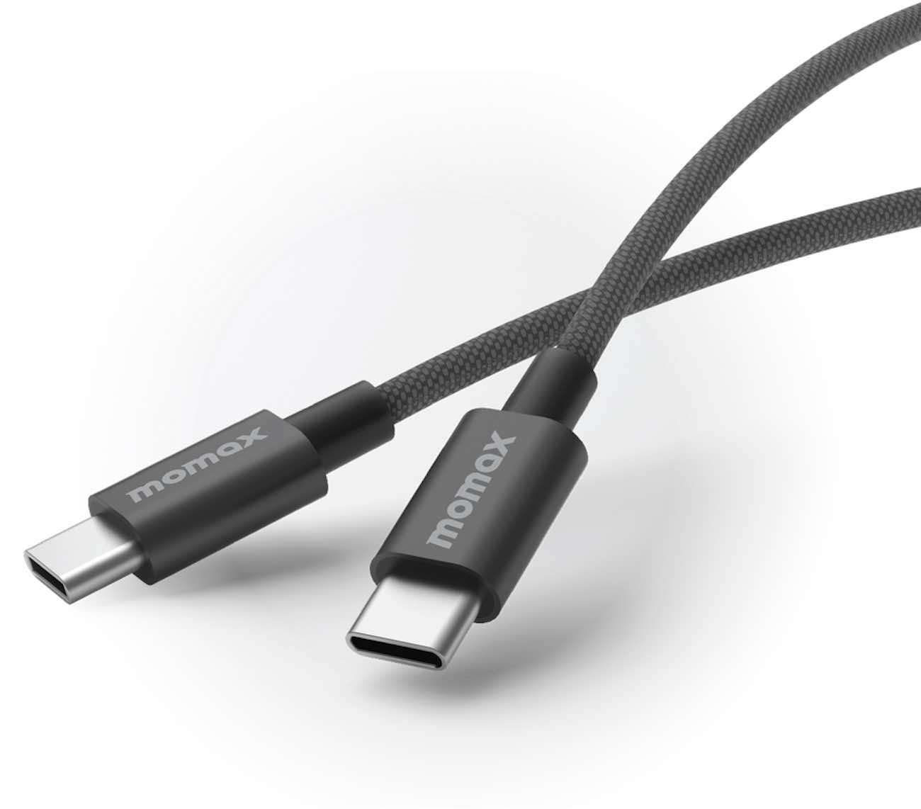 واير Elite نوع تايب سي الى تايب سي من Momax / قوة 60 واط / طول 1.5 متر / اسود