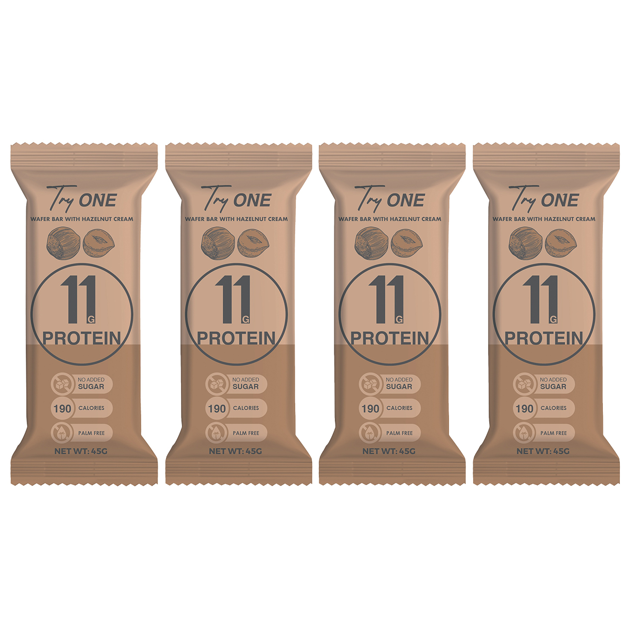 Try One Protein Wafer with Hazelnut Cream / 4 Pieces / 45g