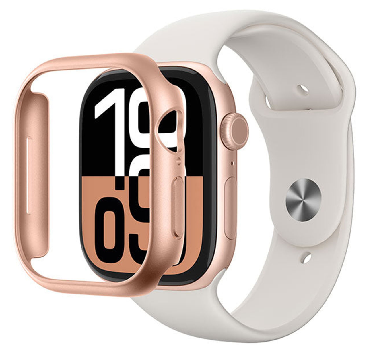 AmazingThing Frame Lite Case for Apple Watch Series 10 / 46mm / Drop Protection / Rose Gold